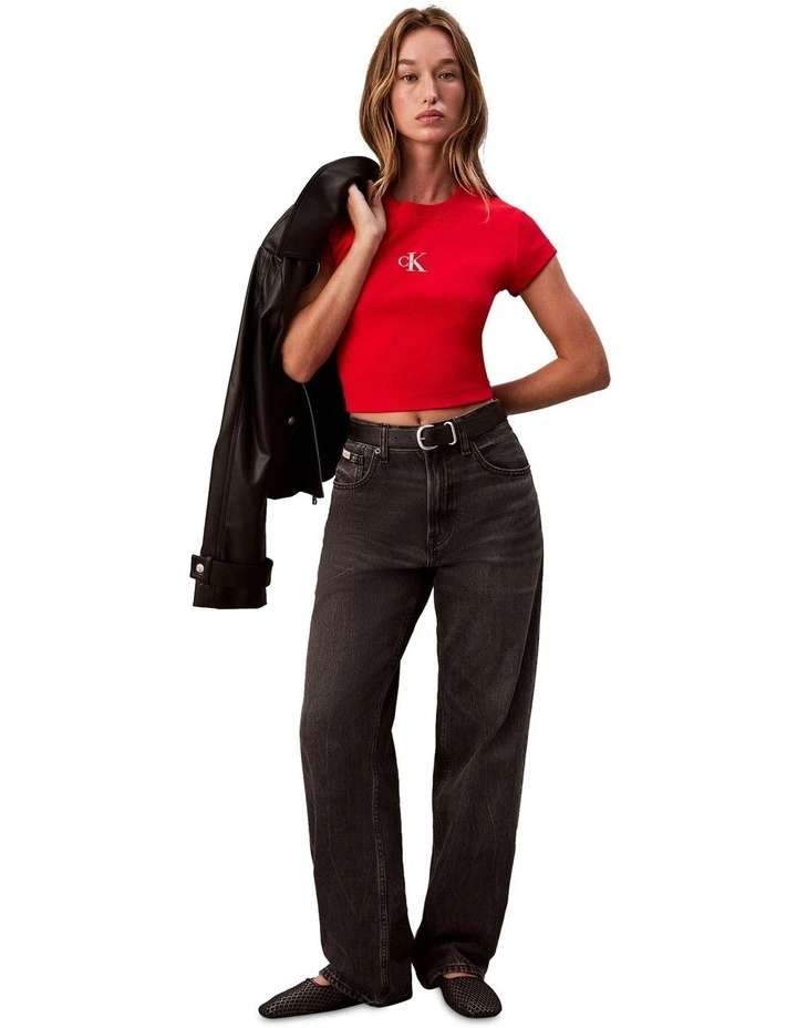 Monogram Logo Ribbed Baby Tee image 5