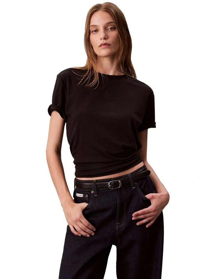 Short Sleeve Supima Jersey Emblem Logo Tee in Black image 1