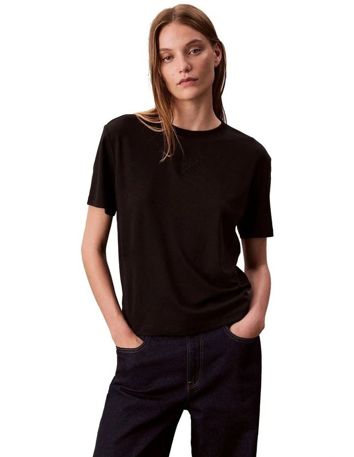 Short Sleeve Supima Jersey Emblem Logo Tee in Black image 3