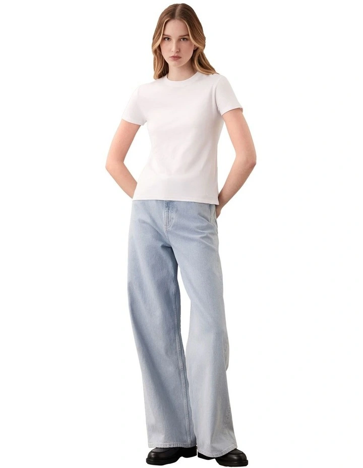 Short Sleeve Supima Crewneck Tee in White image 1