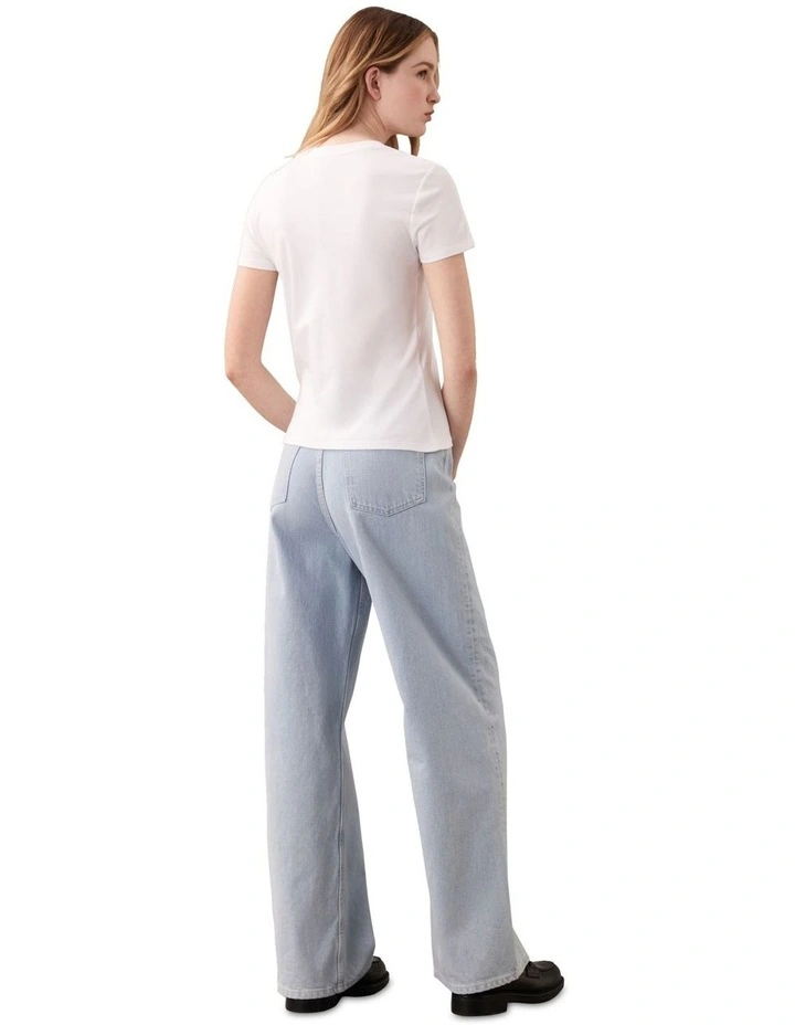 Short Sleeve Supima Crewneck Tee in White image 2