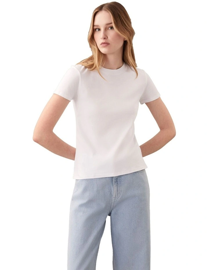 Short Sleeve Supima Crewneck Tee in White image 3