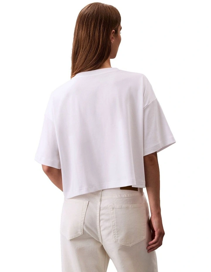 Logo Graphic Boxy Cropped T-shirt in White image 2