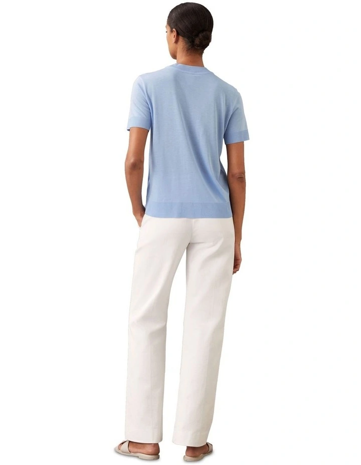 Silk Touch Fine Knit Mock Neck Tee in Moderate Blue image 2