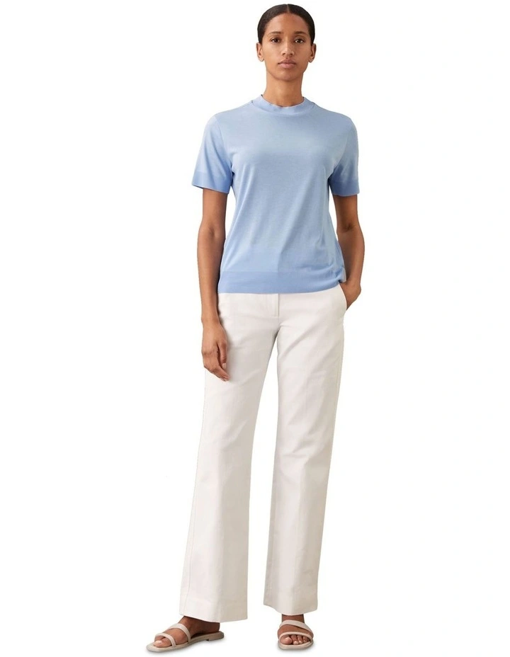 Silk Touch Fine Knit Mock Neck Tee in Moderate Blue image 3