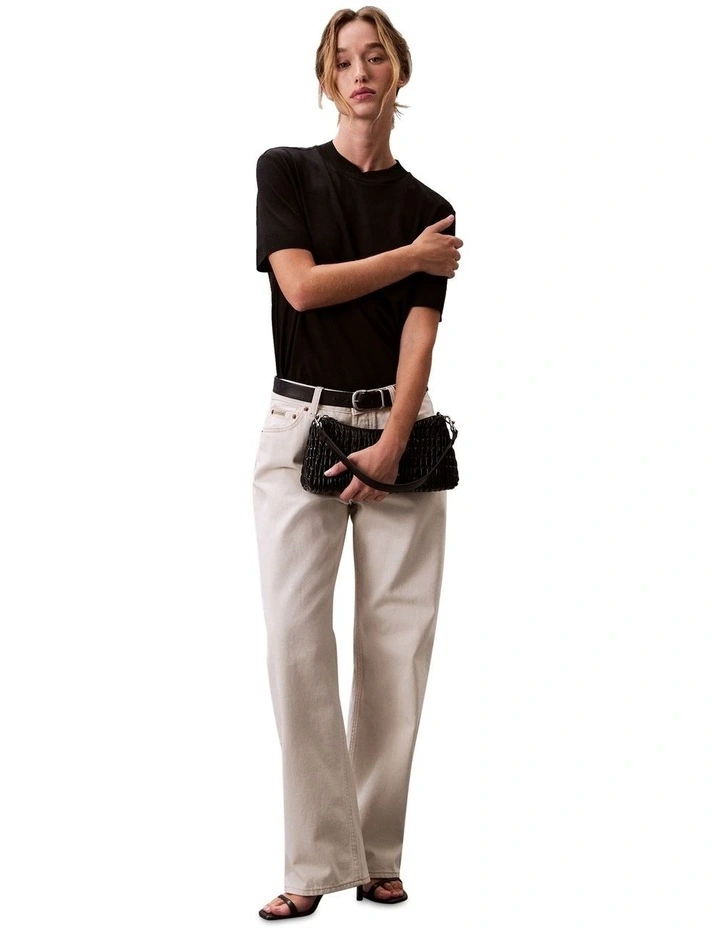 Silk Touch Fine Knit Mock Neck Tee in Black image 4