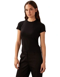 Short Sleeve Supima Crewneck T-shirt in Black