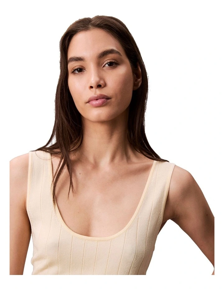 Viscose Rib Short Sleeve Top in Yellow image 3