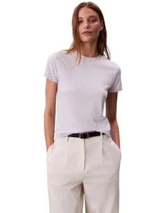 Short Sleeve Supima Crewneck in Beige