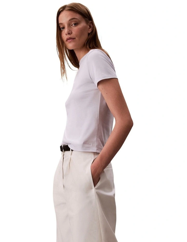 Short Sleeve Supima Crewneck in Beige image 3