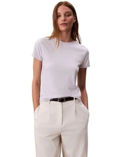 Short Sleeve Supima Crewneck Top in Lacey Lilac