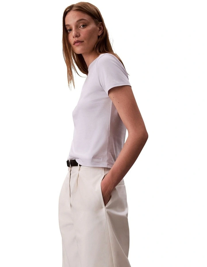 Short Sleeve Supima Crewneck Top in Lacey Lilac image 3