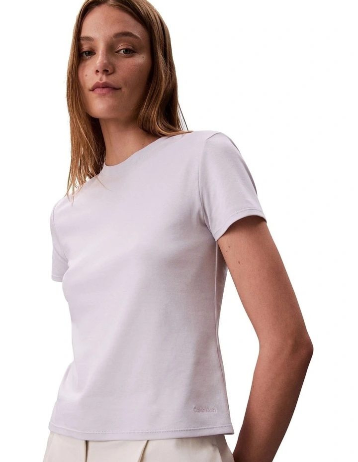 Short Sleeve Supima Crewneck Top in Lacey Lilac image 4
