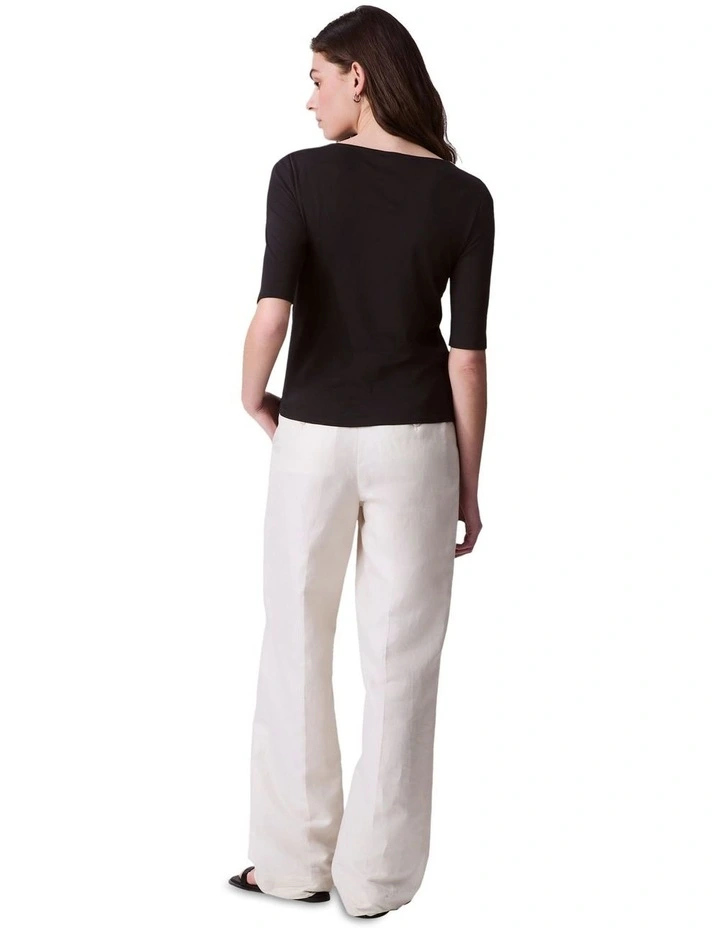 Half Sleeve Supima Boatneck Top in Black image 2