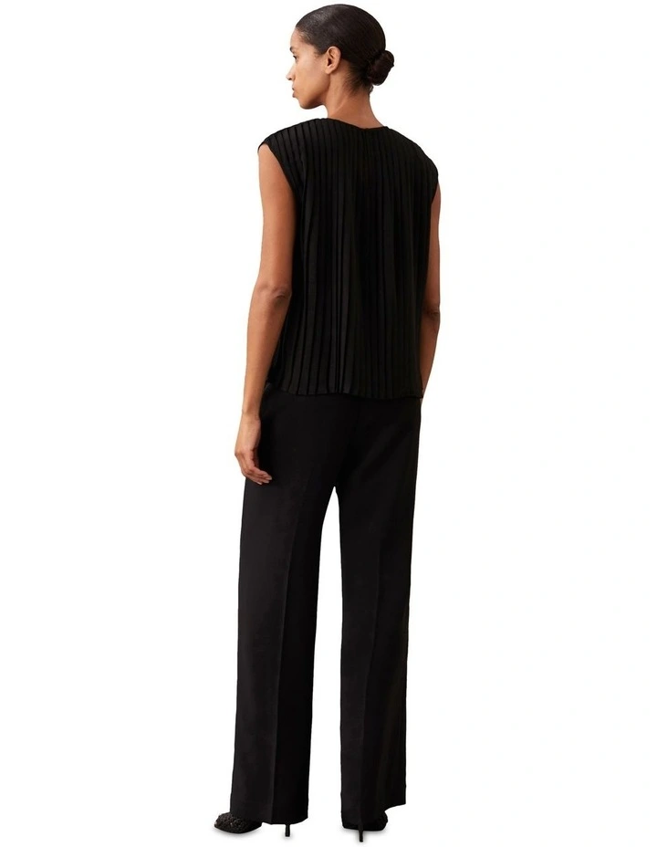 Pleated Crepe Top in Black image 2