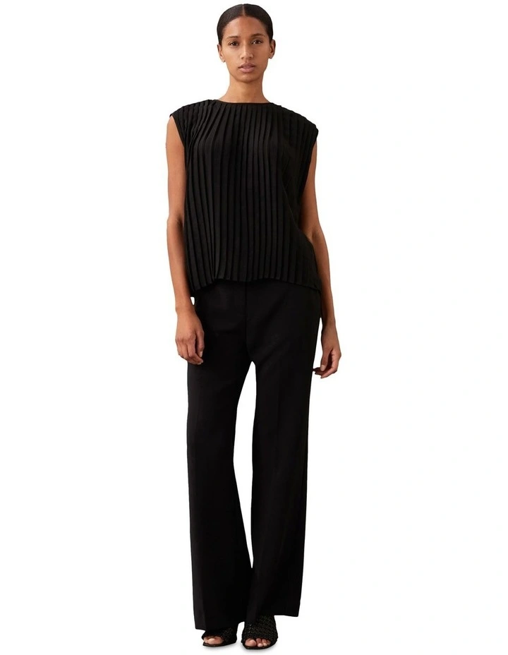 Pleated Crepe Top in Black image 3