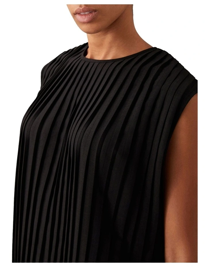 Pleated Crepe Top in Black image 4