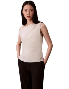 Crepe One Shoulder Top in White