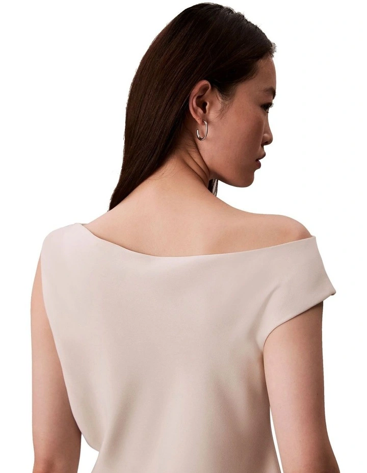 Crepe One Shoulder Top in White image 2