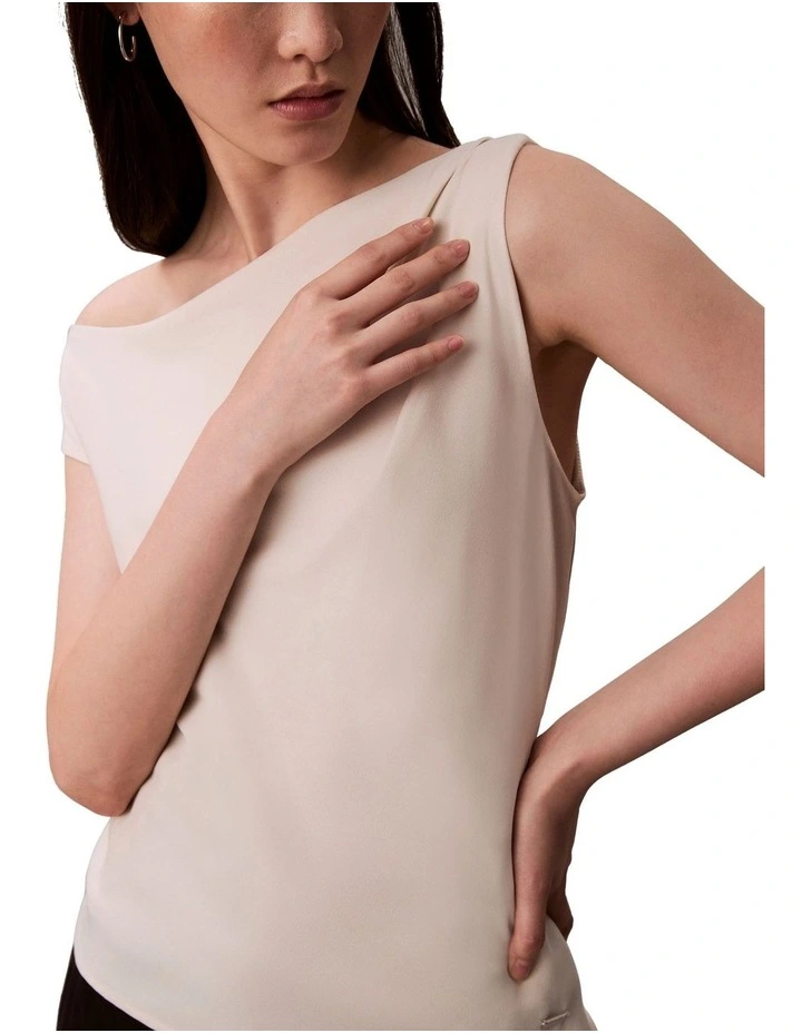 Crepe One Shoulder Top in White image 3