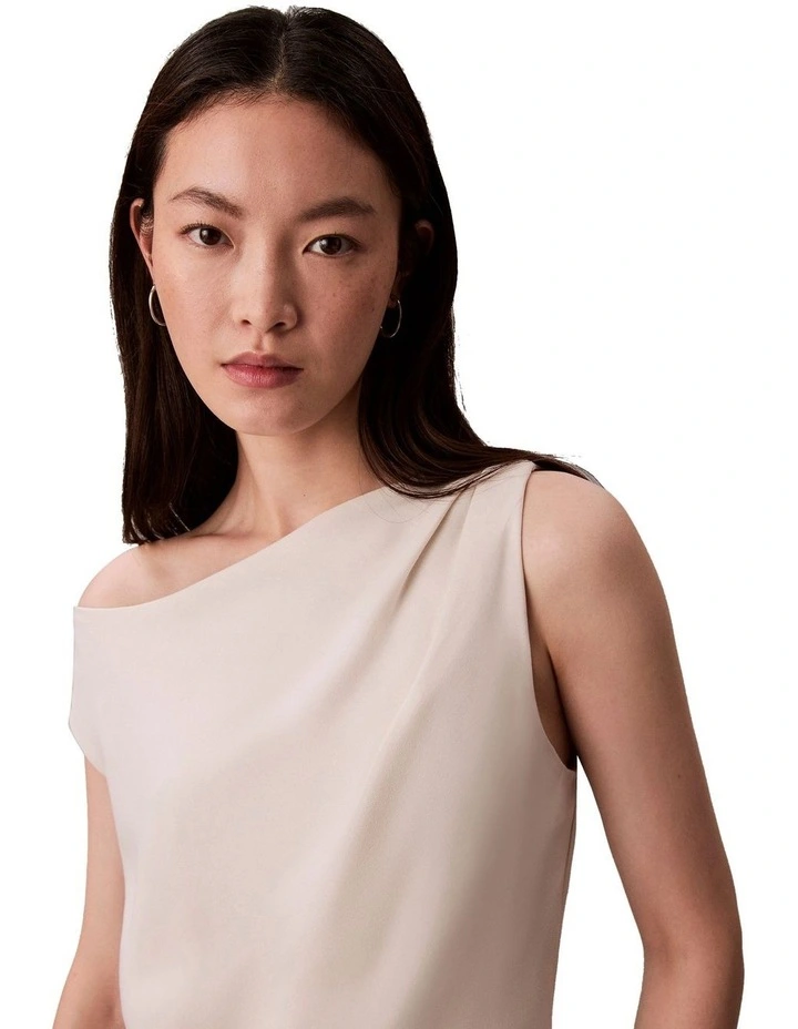 Crepe One Shoulder Top in White image 4