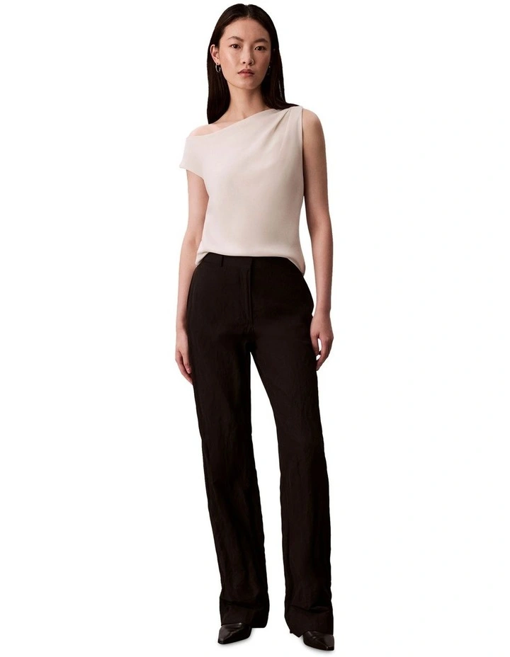 Crepe One Shoulder Top in White image 5