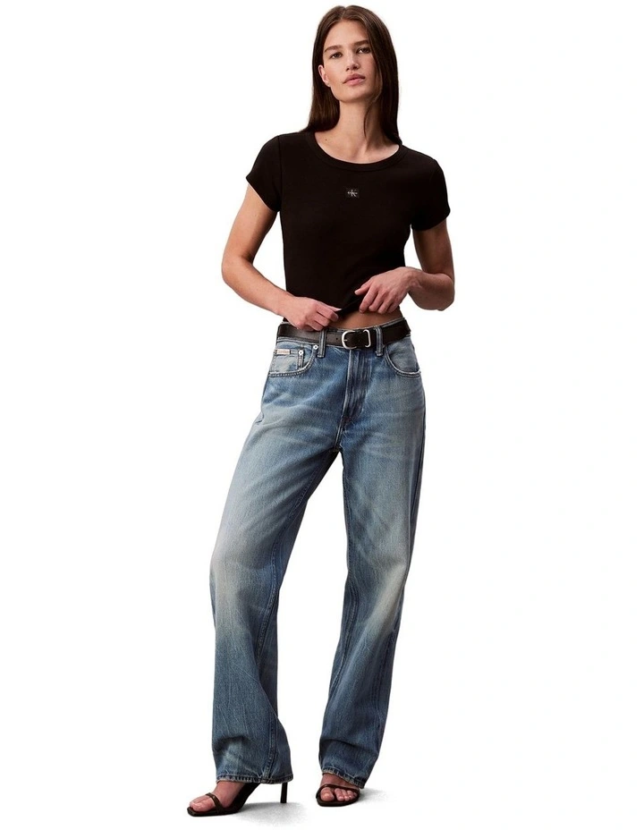 Woven Label Baby Rib Tee in Black image 5