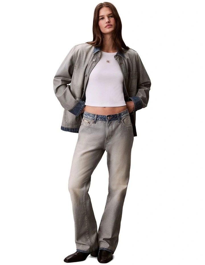 Woven Label Rib Baby Tee in White image 6