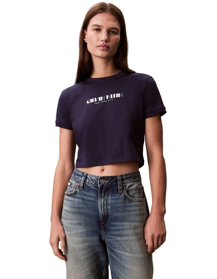 Short Sleeve Logo Cropped Tee in Maritime Blue image 1