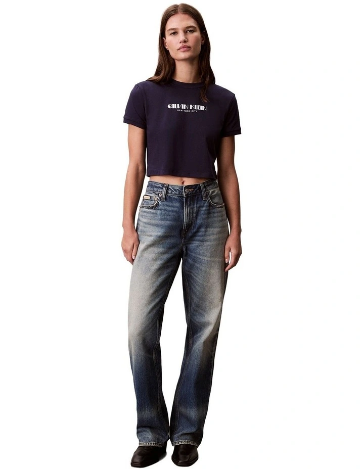 Short Sleeve Logo Cropped Tee in Maritime Blue image 6