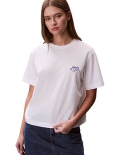 Short Sleeve Boxy Graphic T-shirt in Bright White