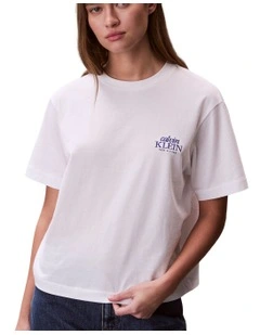 Short Sleeve Boxy Graphic T-shirt in Bright White