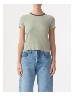 Baby Tee in Olive Stripe