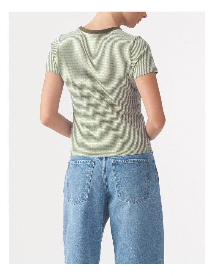 Baby Tee in Olive Stripe image 2