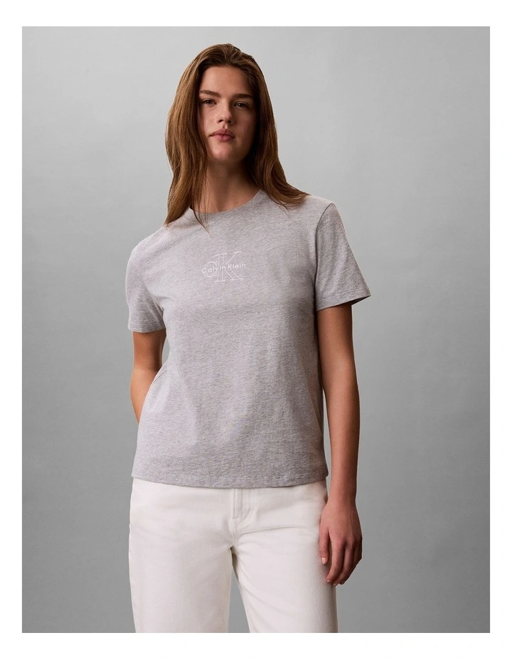 Monologo Crewneck Tee in Grey Heather image 1