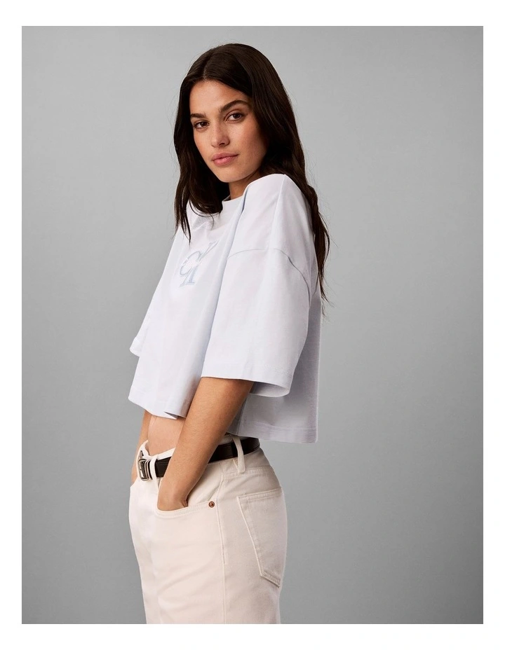 Denim Monologo Boxy T-Shirt in Plein Air image 3
