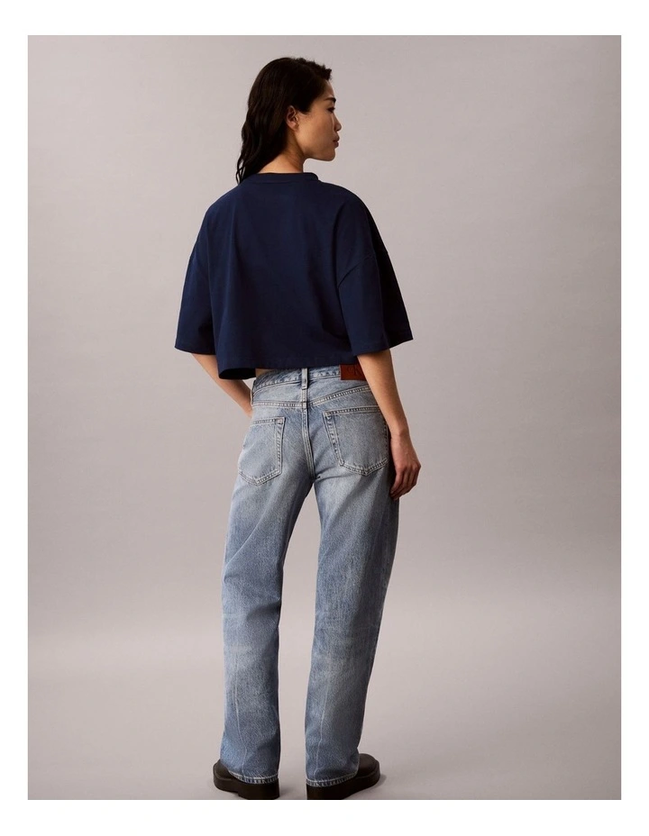 Denim Monologo Boxy Cropped T-Shirt in Pageant Blue image 2