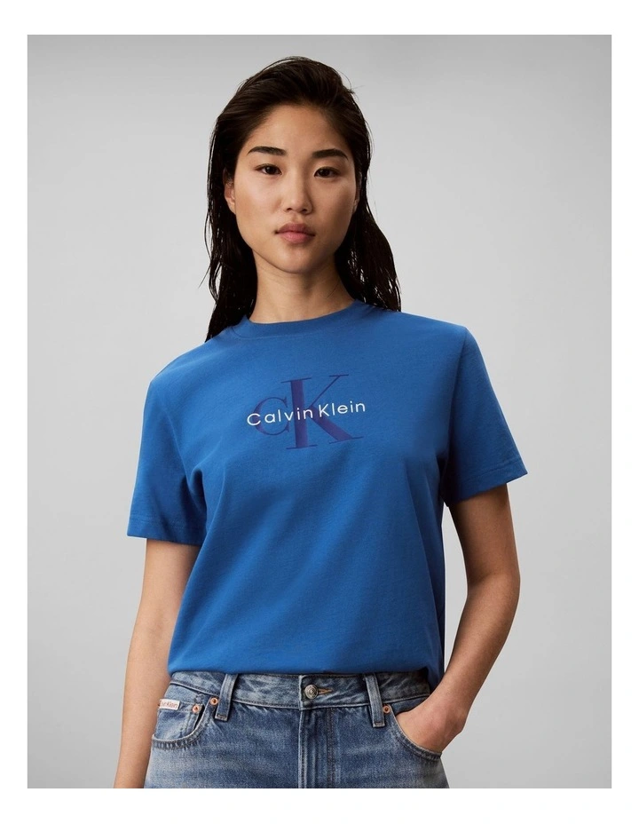 Hero Short Sleeve Classic Monologo Crew Neck Tee in Winter Blue image 1