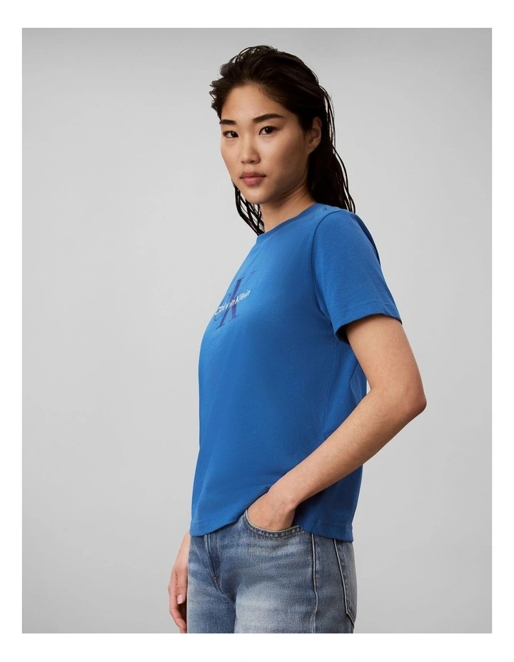 Hero Short Sleeve Classic Monologo Crew Neck Tee in Winter Blue image 3