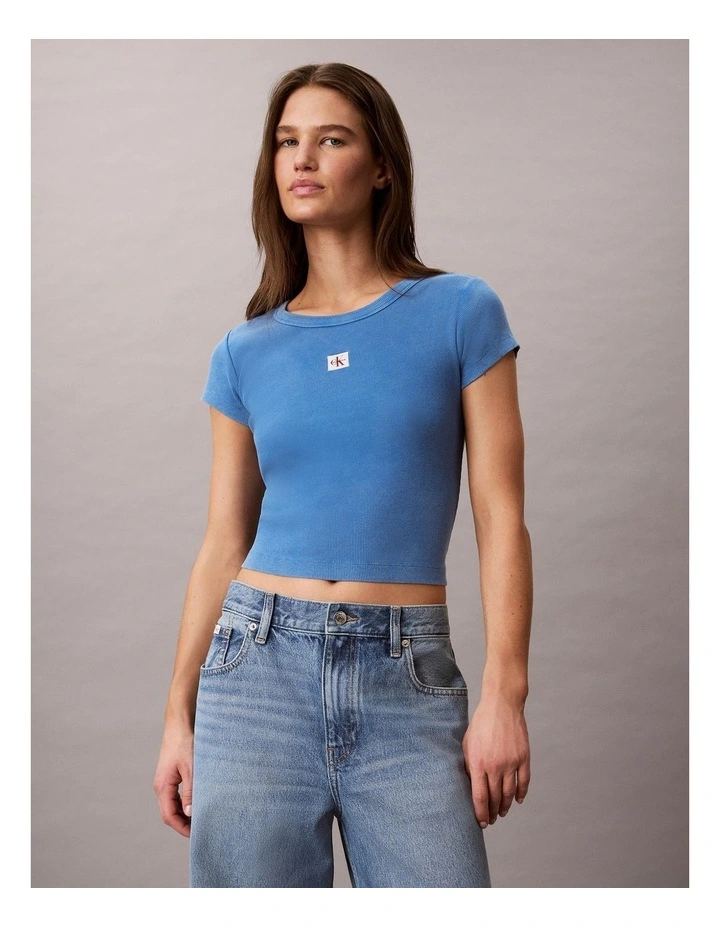 Woven Label Rib Baby Tee in Winter Blue image 1