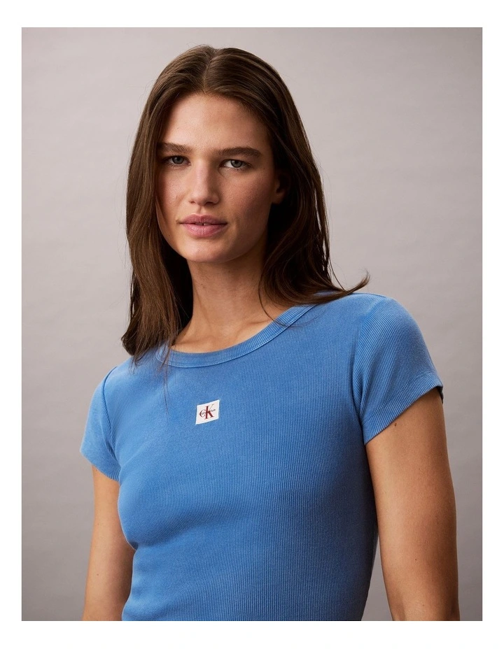 Woven Label Rib Baby Tee in Winter Blue image 3