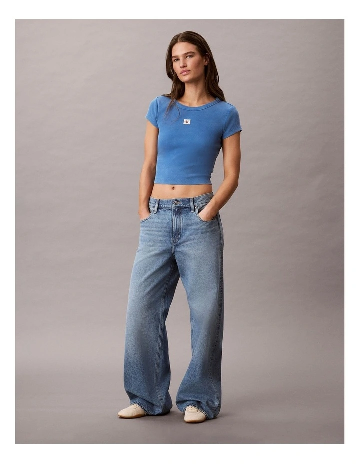 Woven Label Rib Baby Tee in Winter Blue image 4