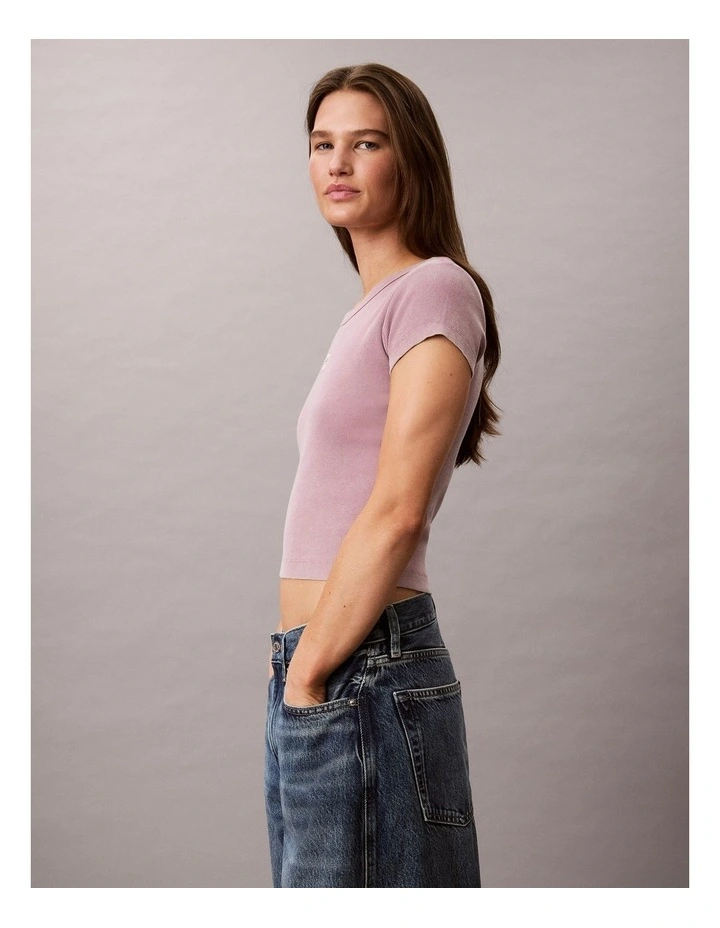 Woven Label Rib Baby Tee in Dusky Orchid image 3