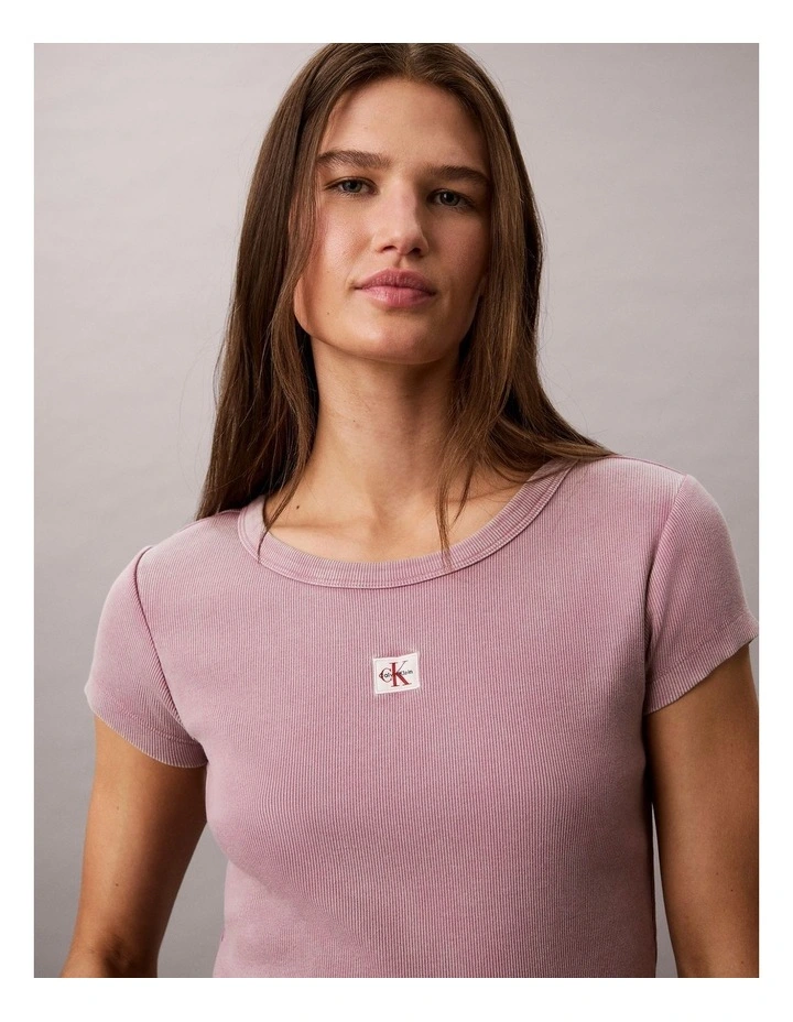 Woven Label Rib Baby Tee in Dusky Orchid image 4
