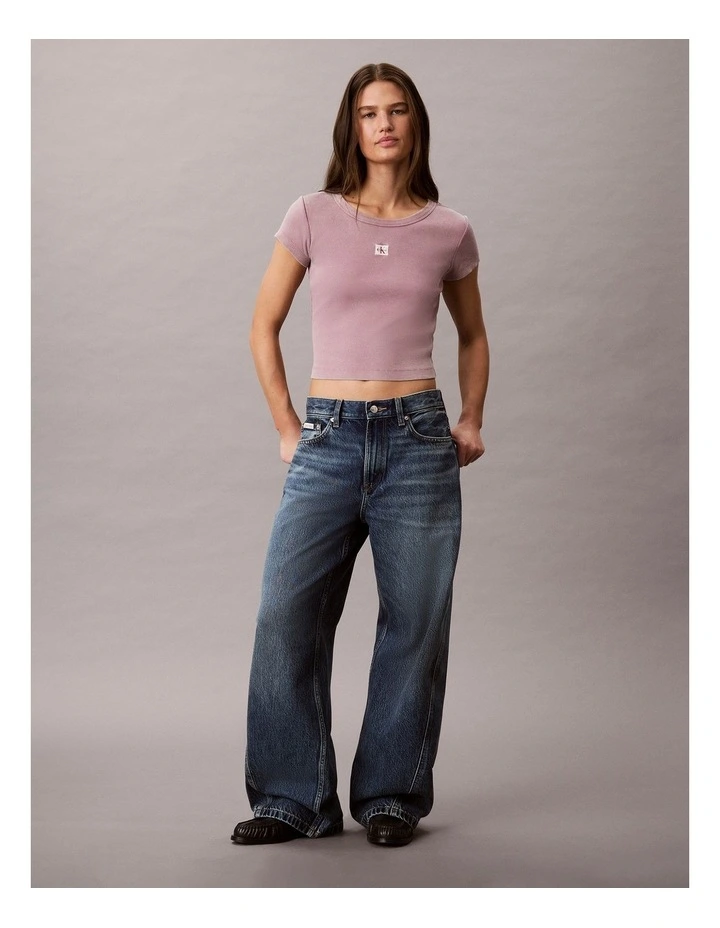 Woven Label Rib Baby Tee in Dusky Orchid image 5