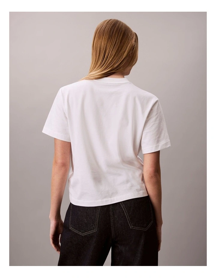 Short Sleeve Script Logo Graphic Boxy Tee in Bright White image 2