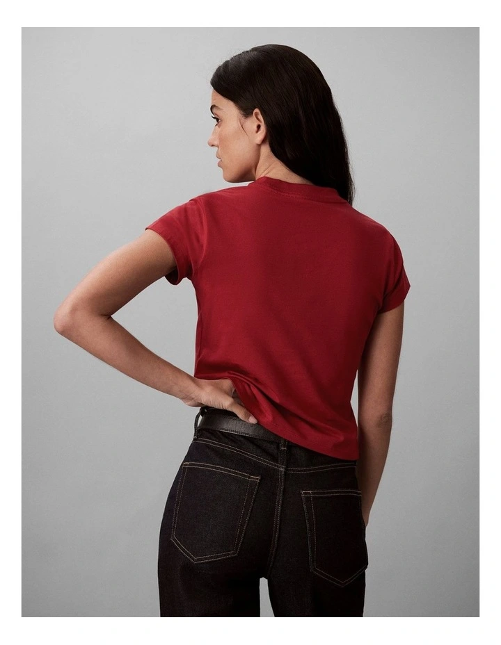 Calvin Klein Script Monologo Baby Tee in Rio Red image 2