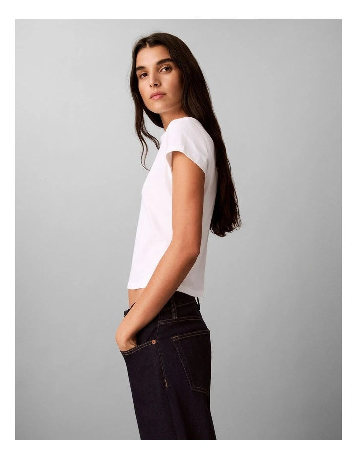 Script Monologo Baby Tee in Bright White image 4