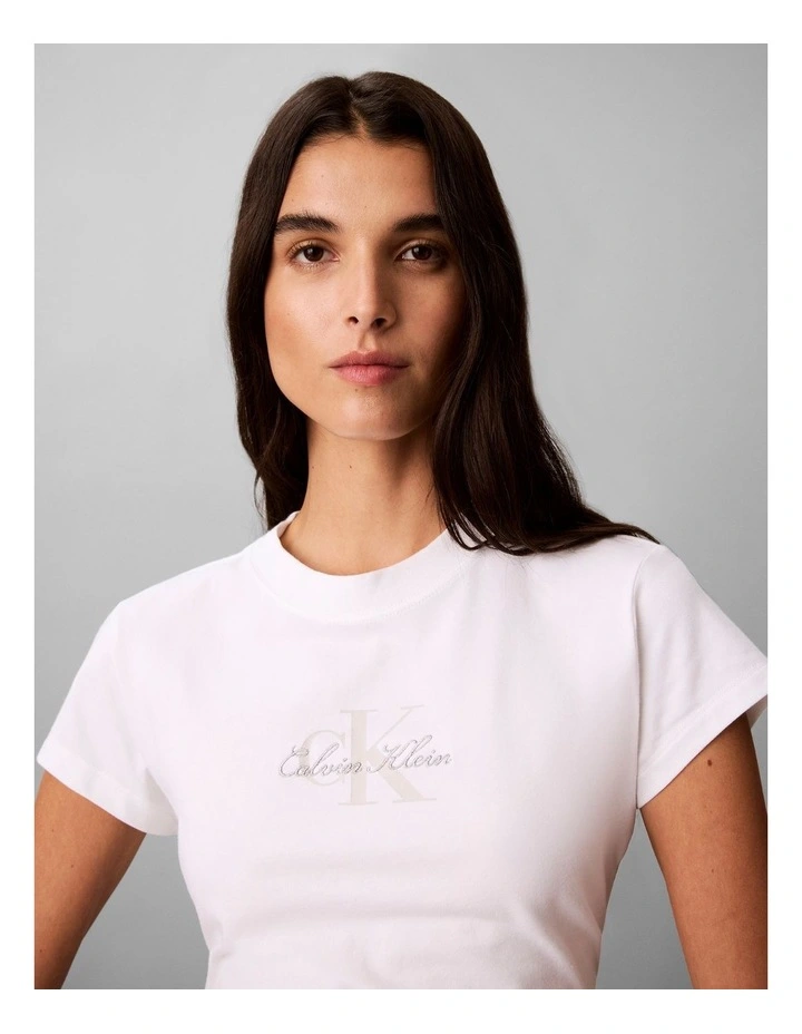 Script Monologo Baby Tee in Bright White image 5
