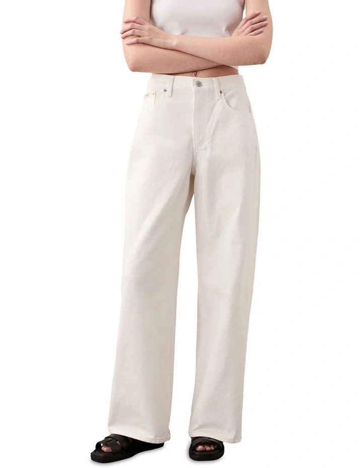 The Wide Leg Jean in Cream image 3